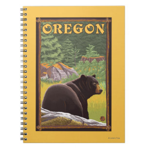 Carnet Ours noir dans le Vintage voyage de scène de forêt