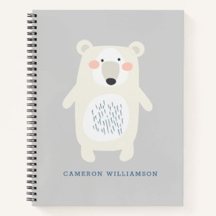 Carnet Ours Polaire Mignon Gris École Personnalisée