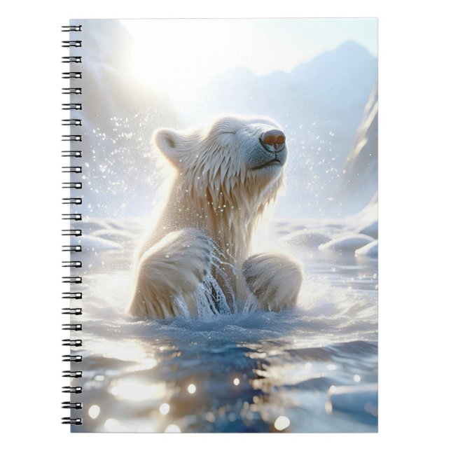 Carnet Ours Polaire S'Éclaboussant Dans L'Eau Arctique (Devant)