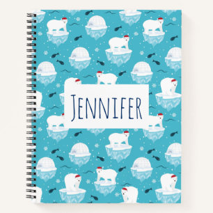Carnet Ours polaires mignons à Santa Hats Motif de Noël