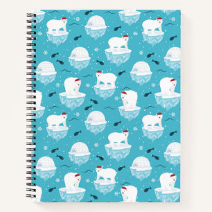 Carnet Ours polaires mignons à Santa Hats Motif de Noël