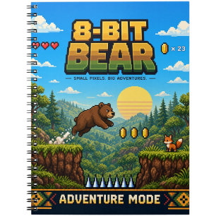 Carnet Ours, Rétro Pixel Art 8-Bit