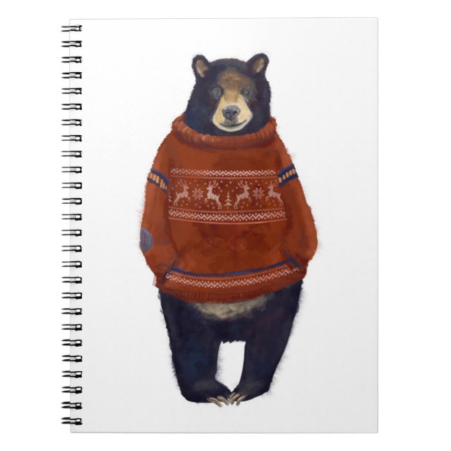 Carnet Ours rouge de chandail de renne (Devant)