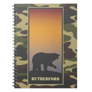 Carnet Ours rugissant et spirale camouflage