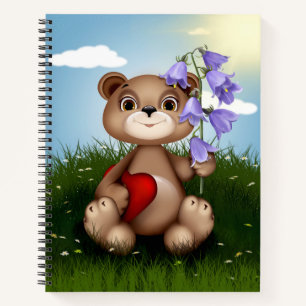 Carnet Ours tenant un bouquet de fleurs-30926