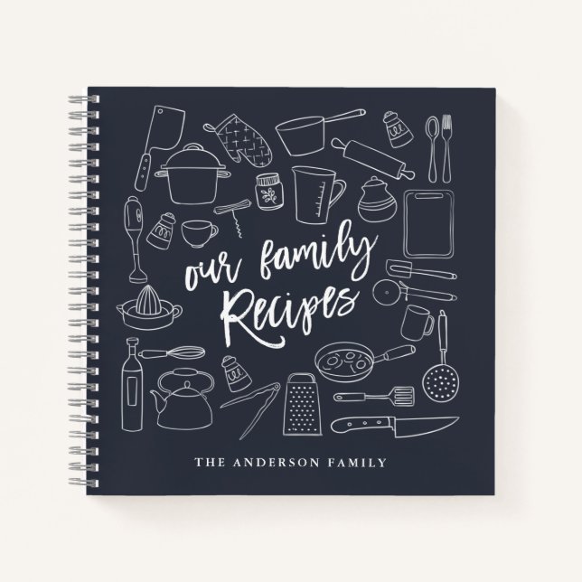 Carnet Outil de cuisine esquissé Noteboo de recette perso (Devant)