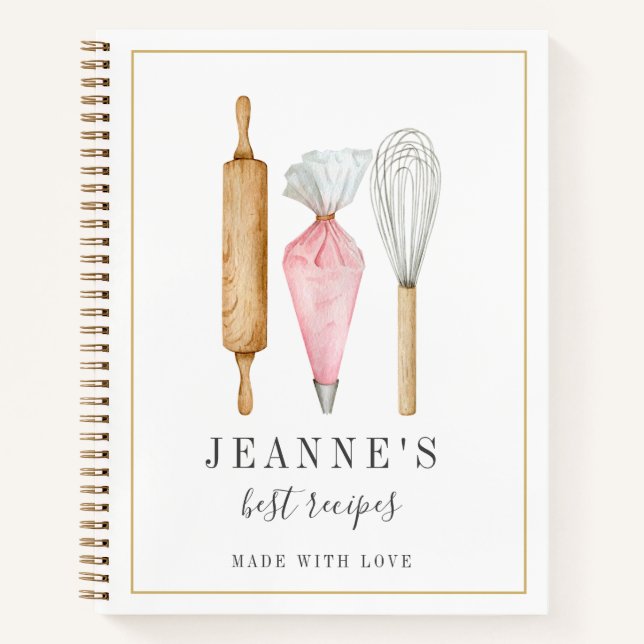 Carnet Outils Bakers aquarelle personnalisés Modèles de r (Devant)
