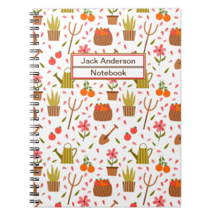 Carnet Outils de jardinage mignon et Plante Motif sans co