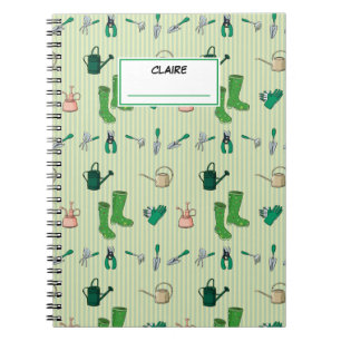 Carnet Outils de jardinage motif Nom personnalisé