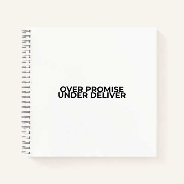 Carnet Over Promise Under Deliver Typographic Spiral (Devant)