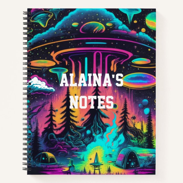 Carnet OVNI psychédélique personnalisée Imaginaire Art (Devant)