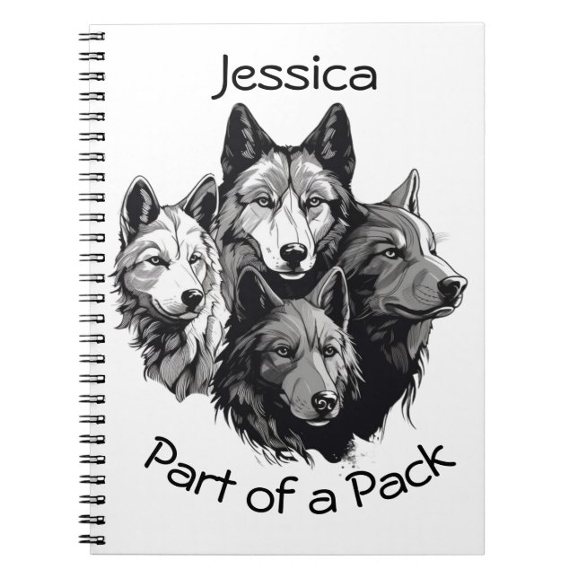 Carnet Pack de Wolf modifiable Graphisme Loups noirs et b (Devant)