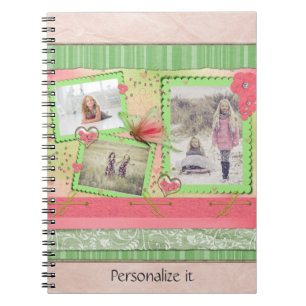 Carnet Page du album photo rose et vert
