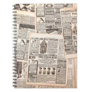Carnet Pages de journaux avec publicité antique. La femme