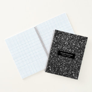 Carnet Pailleté Faux Noir Moderne
