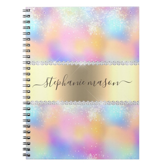 Carnet Pailleté holographique iridescent or diamant moder (Devant)