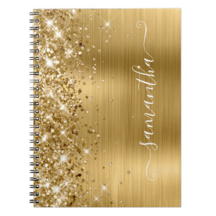 Carnet Pailleté Or Moderne Signature Féminine