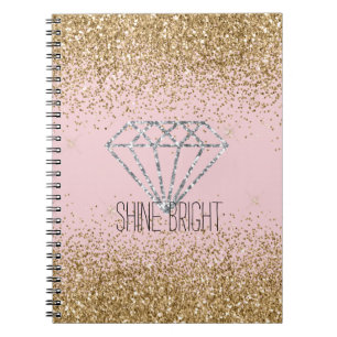 Carnet Pailleté Or Rose Argent Diamant Brillant Clair