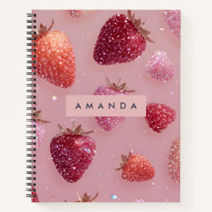 Carnet Pailleté Personnalisé Rêve de Fraise Étincelant