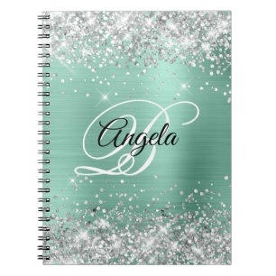 Carnet Paillettes Argentées Clair Turquoise Métallisé Mon