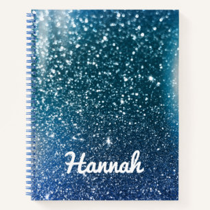 Carnet Paillettes dégradées sarcelle et bleue personnalis