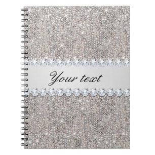 Carnet Paillettes et diamants argentés de Faux