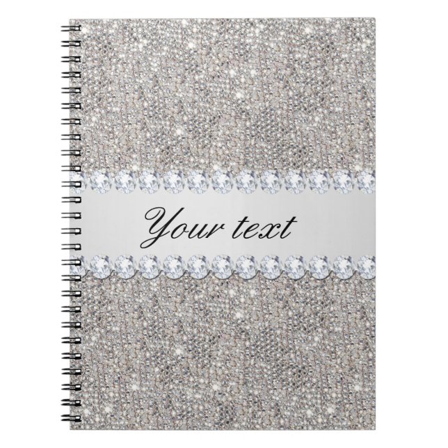 Carnet Paillettes et diamants argentés de Faux (Devant)