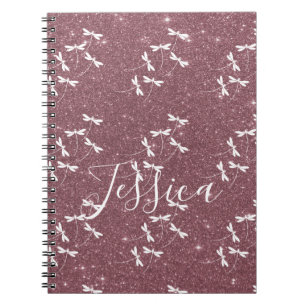 Carnet Paillettes et libellules personnalisées