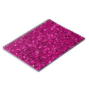 Carnet Paillettes fausses étincelles rose chaud