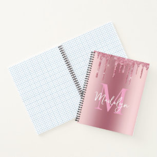 Carnet paillettes Monogramme rose pailleté nom féminin