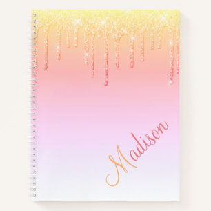 Carnet Paillettes Ombré Rose Paillettes Glamour Nom