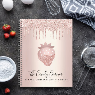 Carnet Paillettes Rose Gold Gouttes de Fraise Confiserie
