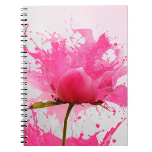 Carnet Paint Splatter Abstrait Fleur Rose