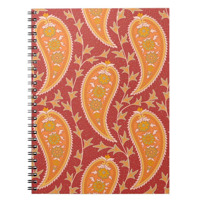 Carnet Paisley motif. Concombre turc. Maroon-orange c (Devant)