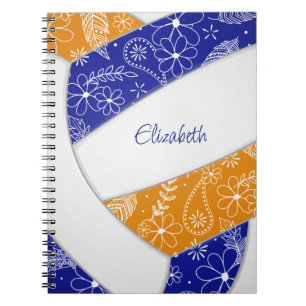 Carnet paislies plumes bleu orange boho volleyball