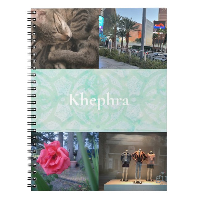 Carnet Pale Jade Batik Collage et nom (Devant)