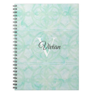 Carnet Pale Jade Vert Aquarelle Nom