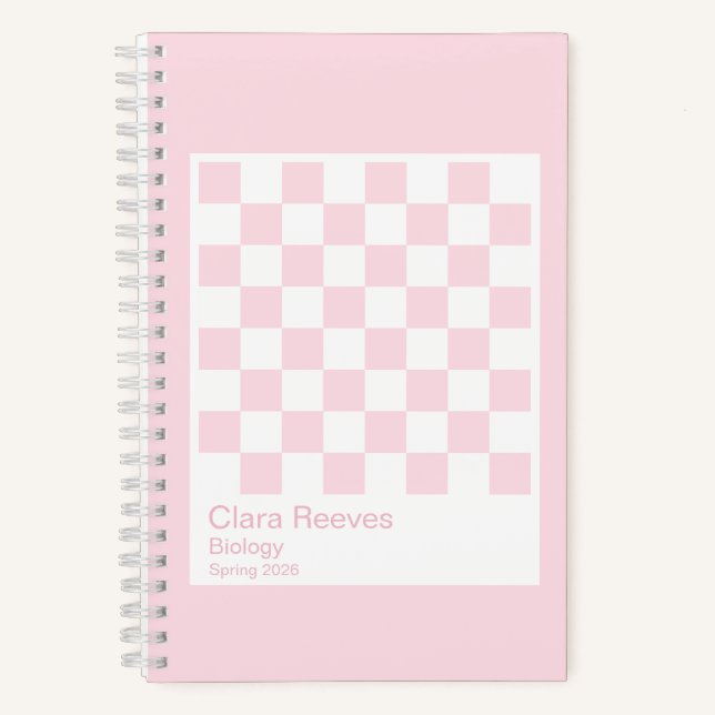 Carnet Pale Pink and White Checkerboard Notebook (Recto)