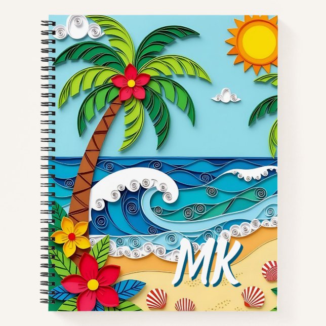 Carnet Palm Trees on the Beach Personalized (Devant)