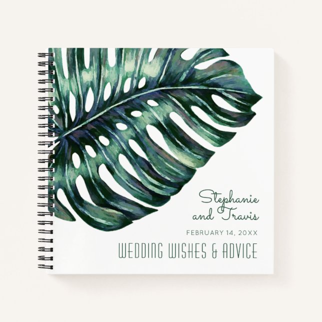 Carnet Palm Tropical moderne Monstera Beach Guestbok (Devant)