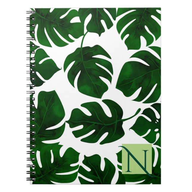 Carnet Palme tropicale verte foncée Feuille Botanique d'é (Devant)