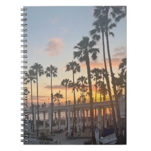 Carnet Palmiers avec coucher de soleil orange Océan Calif