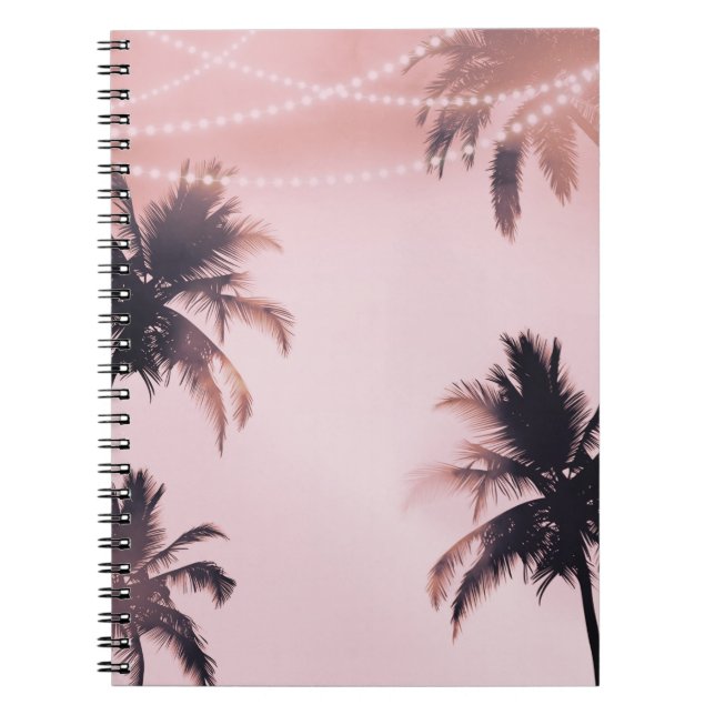 Carnet Palmiers tropicaux et lumières Plage rose (Devant)