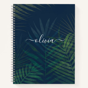 Carnet Palmiers vert foncé motif feuille