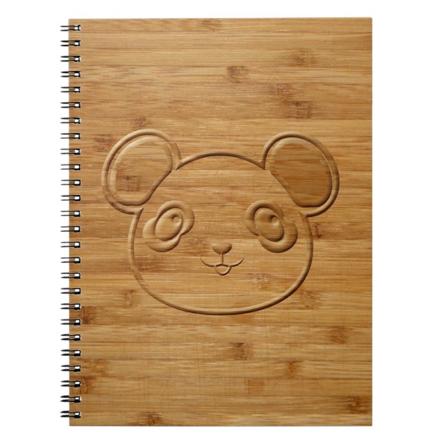Carnet Panda Bear en Bambou sculpté (Devant)
