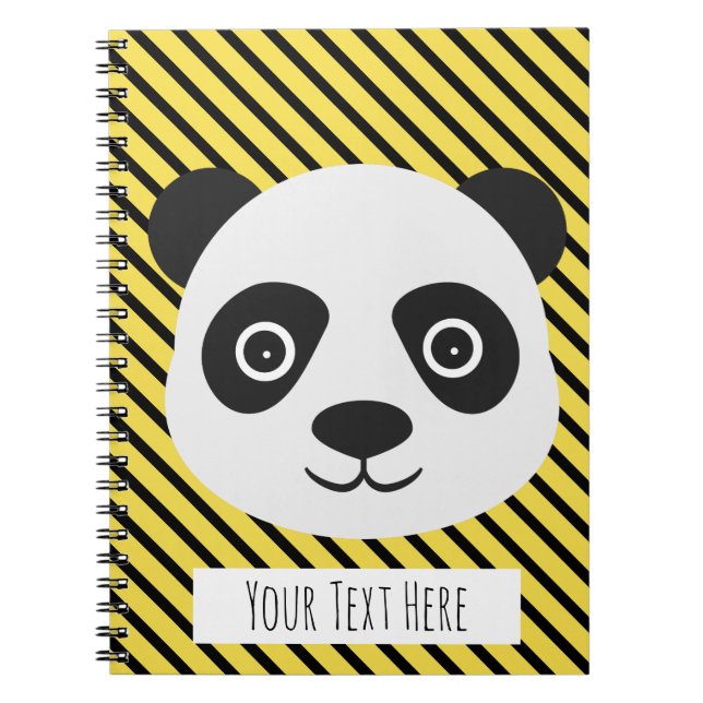 Carnet Panda Face noir et blanc Ours Jaune Texte personna (Devant)