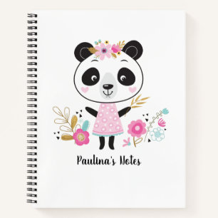 Carnet Panda fille mignonne personnalisé