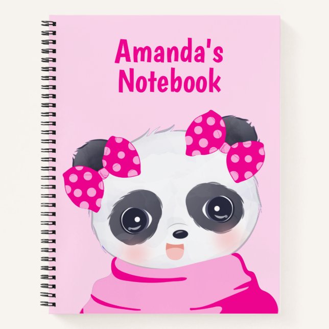 Carnet Panda Girl rose (Devant)