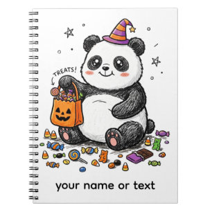 Carnet Panda potelé d'Halloween avec ventre de bonbons et
