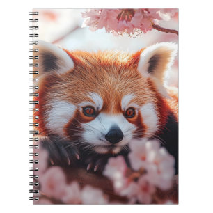 Carnet Panda Rouge Parmi Les Fleurs De Cerisiers